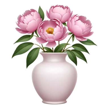 Pink peonies in white vase ￼ sticker