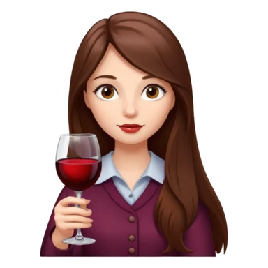 girl with long brown hair, long eye lashes, gorgeous with a glass of wine sticker