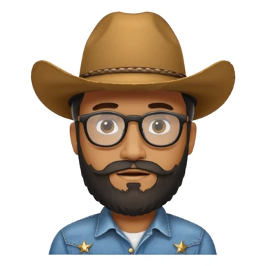 Man wearing a cow boy hat, beard and black glasses  sticker