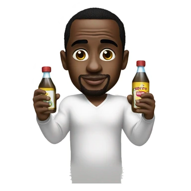 p. diddy holding 2 bottles of baby oil sticker