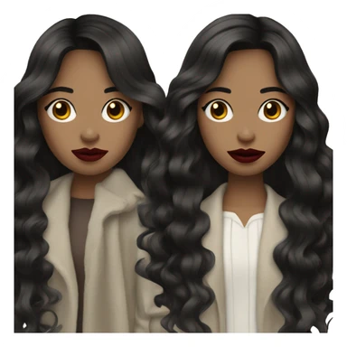 woman long black wavy hair, curtain bangs, pale skin, dark red lips sticker