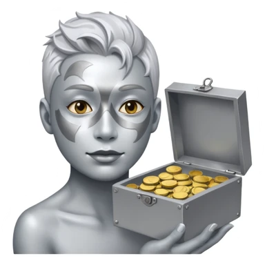 Living statue (silver paint),Street Performers,background street setup, with coins box. sticker