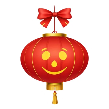 Chinese red lantern, traditional festive decoration, round shape with tassel, emoji style sticker