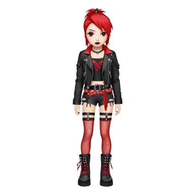 A cool urban punky gothic badass edgy black white and red styled outfit (aesthetic, clothes, clothing, loose objects, apparels)  sticker