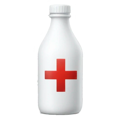 white bottle with red cross sticker