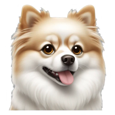 pomeranian white dog with brown and grey spots  sticker