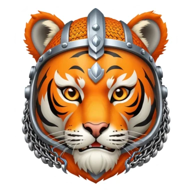 Russian bogatyr tiger with helmet and chainmail sticker