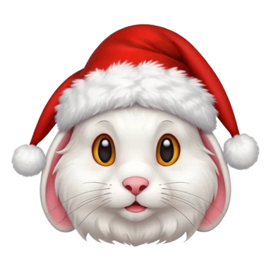 white rabbit with ears in a christmas hat sticker