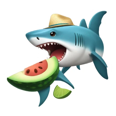 Un tiburón con sombrero  con aguacate 🥑 sticker