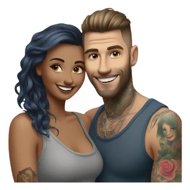 Photo Female model smiling at a very handsome tattooed man sticker