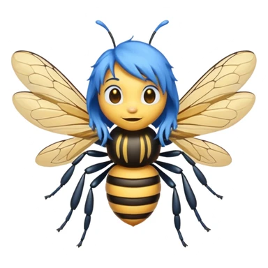bee with blue hair sticker