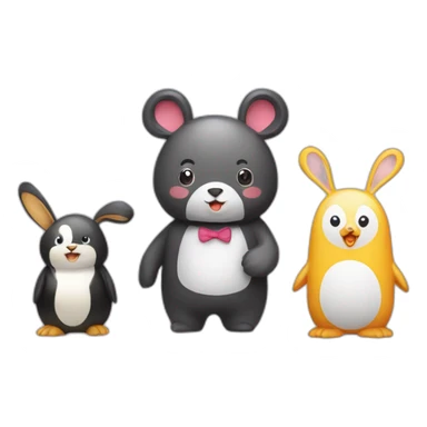 Bear in first place, penguin in second place and bunny in third place sticker