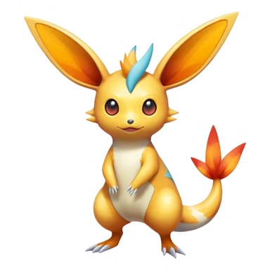 Colorful Shiny Exotic Victini-Salandit-Minccino-Emolga-Fakémon-hybrid-creature (full body)  sticker
