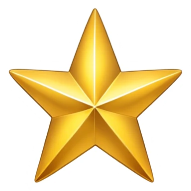 A gold star with a reflective shine and subtle 3D effect with black background sticker