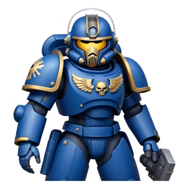 Space Marine warrior with power armor and helmet sticker