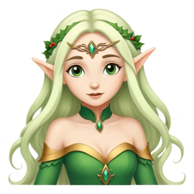 beautiful female elf with flowing hair, elegant features, graceful pose sticker