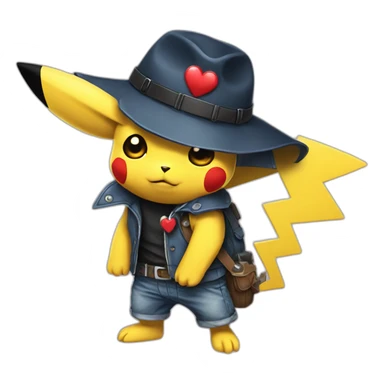 Pikachu gangster with a heart sticker