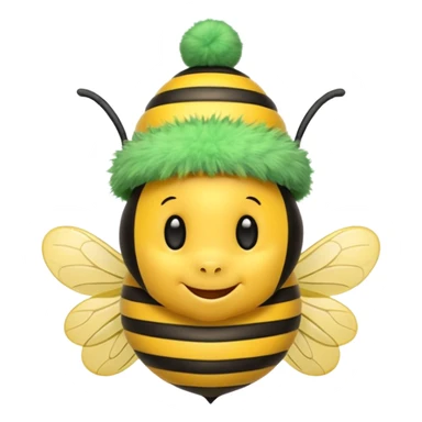 Bees with green Birthday Hat, Happy bee with striped party hat sticker