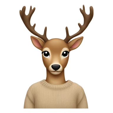 Beige sweater with deer sticker