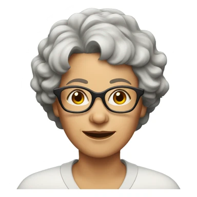 older woman with short wavy hair and glasses sticker