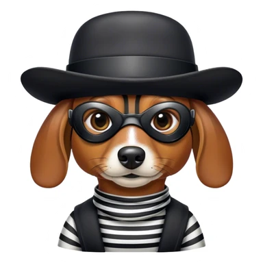 Dachshund dressed like a bank robber sticker