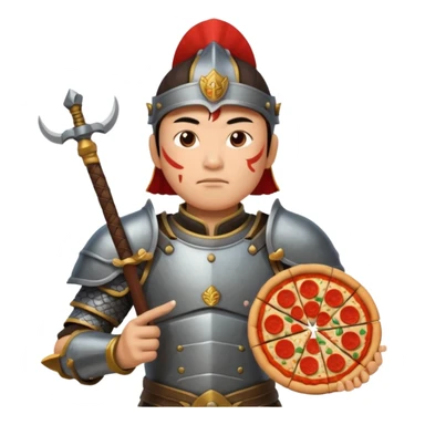 chinese ancient warrior with pizza sticker