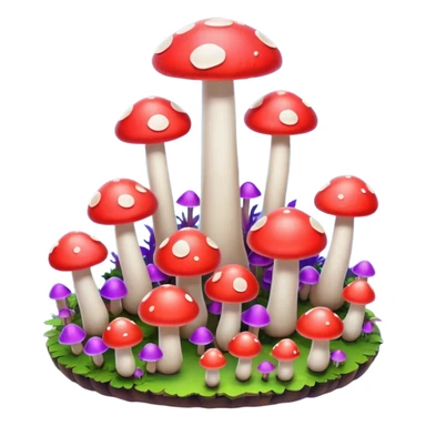 Isometric view mushroom forest sticker