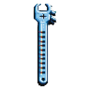 A pixelated wrench tool with digital code elements, made of binary digits sticker