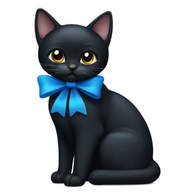Black cat with blue bow sticker