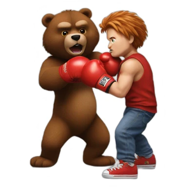 Chucky boxing with brown bear sticker
