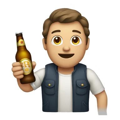 a man holding a beer bottle sticker