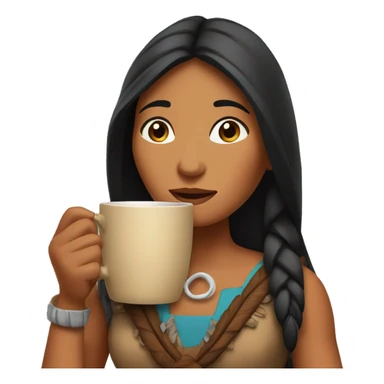 Pocahontas drinking coffee sticker