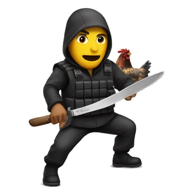 conter strike's terrorist holding knife and trying catch chicken sticker