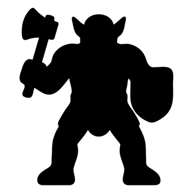 orc warrior, solid black filled icon, powerful stance, minimal detail sticker