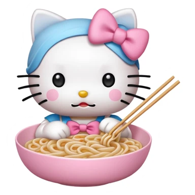 Hello Kitty, eating udon noodles sticker