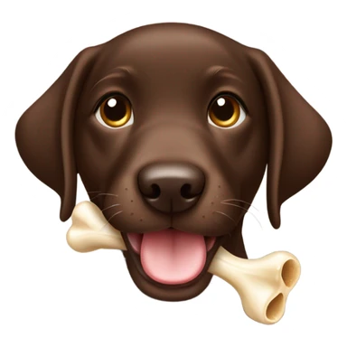 Chocolate lab puppy celebrating success with bone sticker