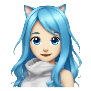 Anime catgirl blue hair, blue eyes, long hair sticker