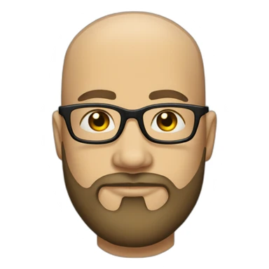 Bald bearded man in glasses with tattoos sticker