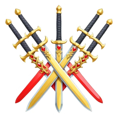 Fully yellow royal two swords crossed fiery with red gems sticker