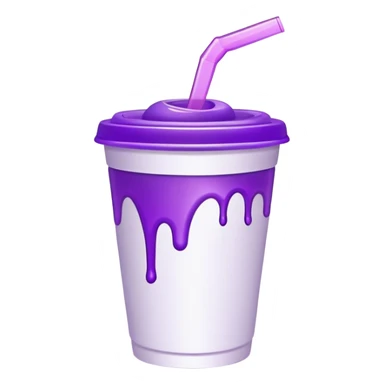 double styrofoam cup with purple  sticker