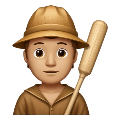 A wooden guy with a wooden bat name tung tung tung sahur sticker
