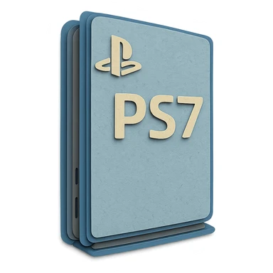 paper craft style PlayStation 7 console with layered paper look sticker