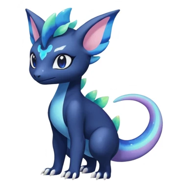 Rainbow crystalic Shiny pastel Nebulae Salandit-Meowstic-Noibat-Fakémon-hybrid-creature (full body)  sticker