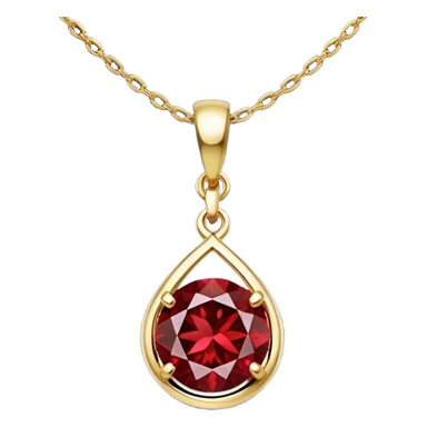 A polished round red garnet pendant suspended from a delicate gold chain, like a drop of enchanted starlight, glowing with the warmth of passion and the quiet power of transformation sticker