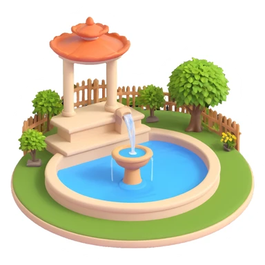 small yard with a fountain sticker