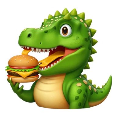 dinosaur eating cheeseburger sticker