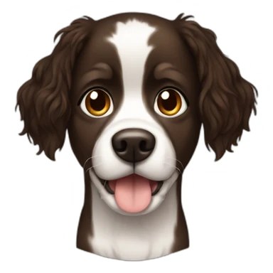 Graphic designer dark hair with brown white dog sticker