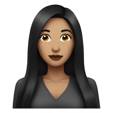 Women with long black hair and makeup sticker