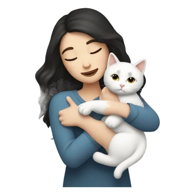  Pale white woman with dark hair cuddling cat sticker