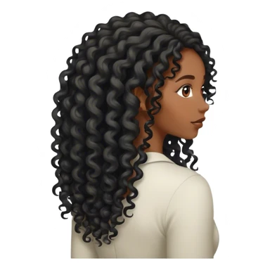 Black long curly hair lady from the back sticker